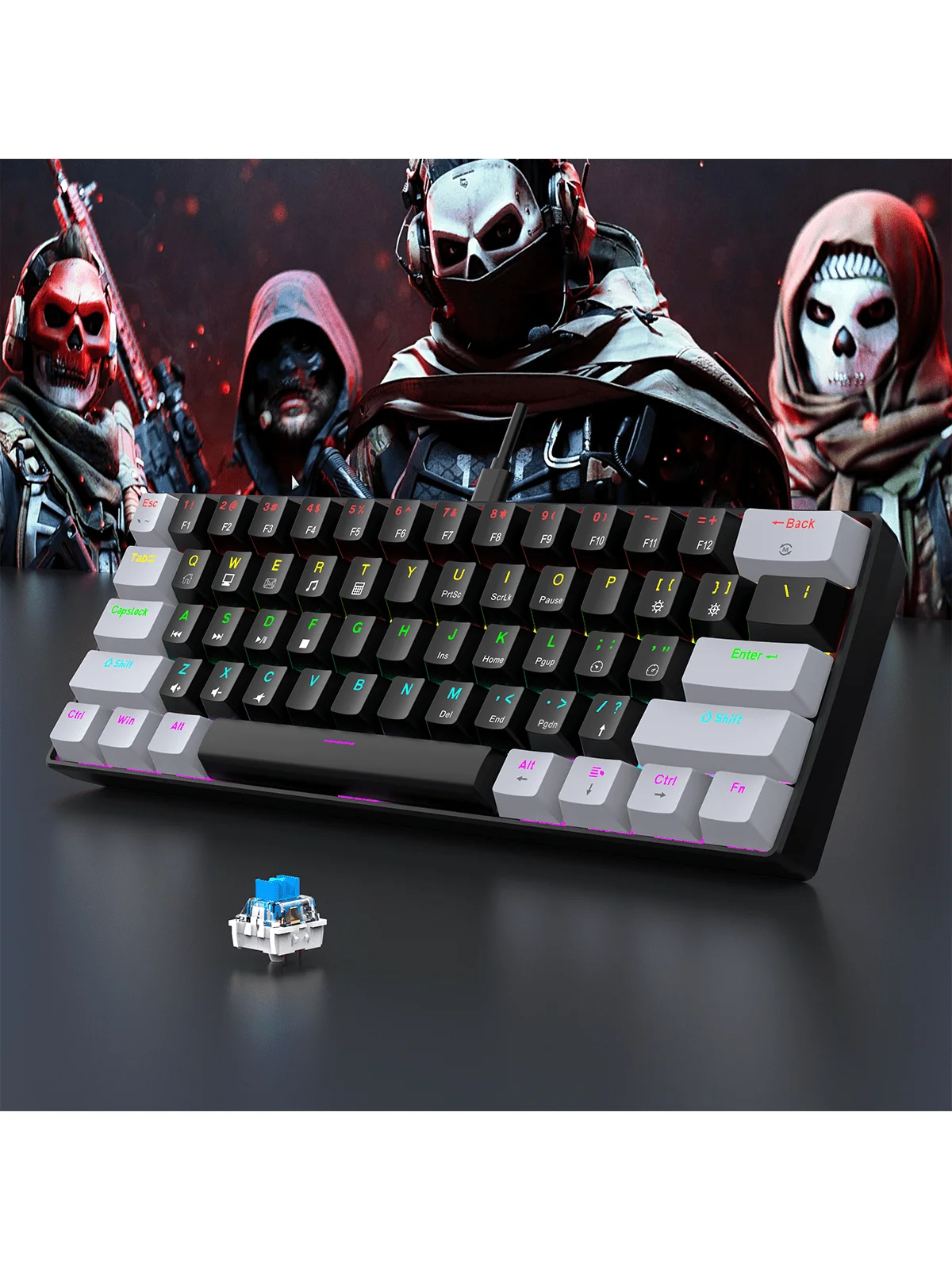 Clavier mécanique gaming 60 % RGB rétroéclairé