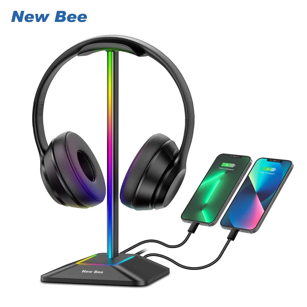 Support casque RGB avec deux ports USB intégrés
