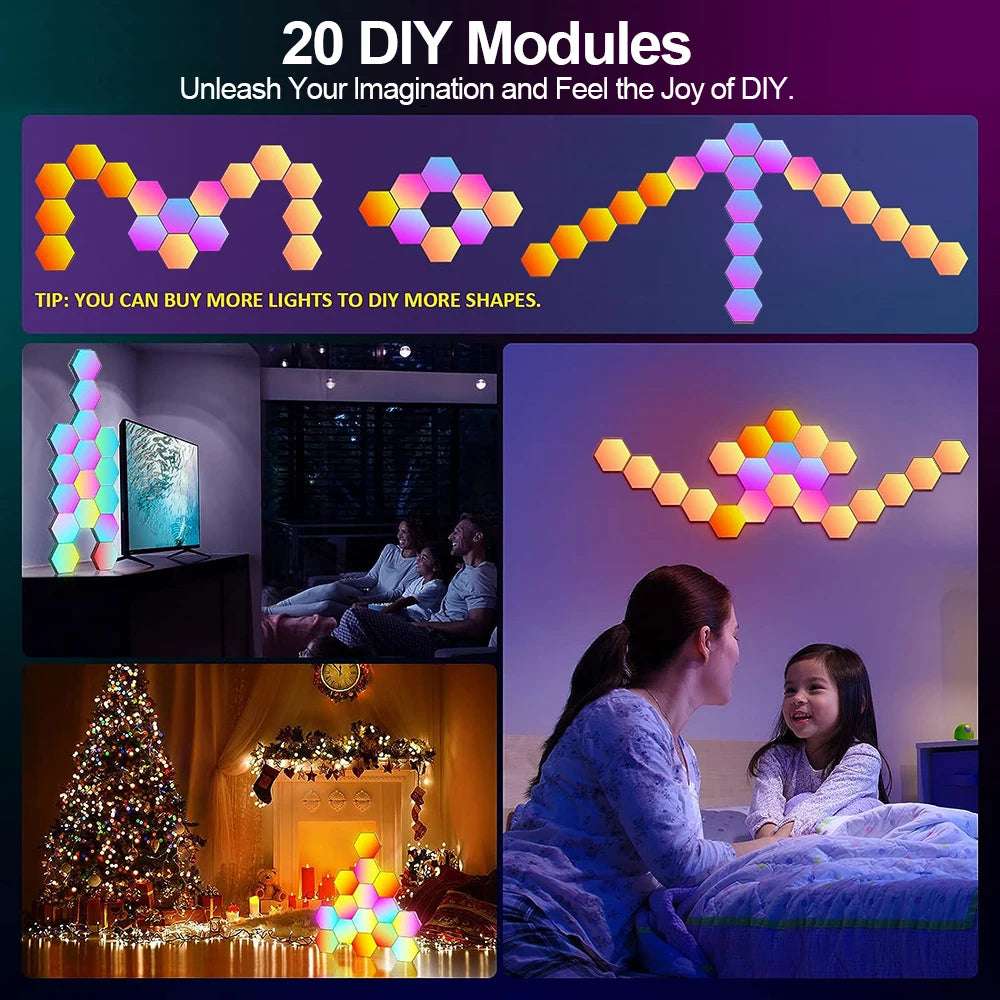 Panneaux LED Hexagonaux RGB - Kit Mural Gaming