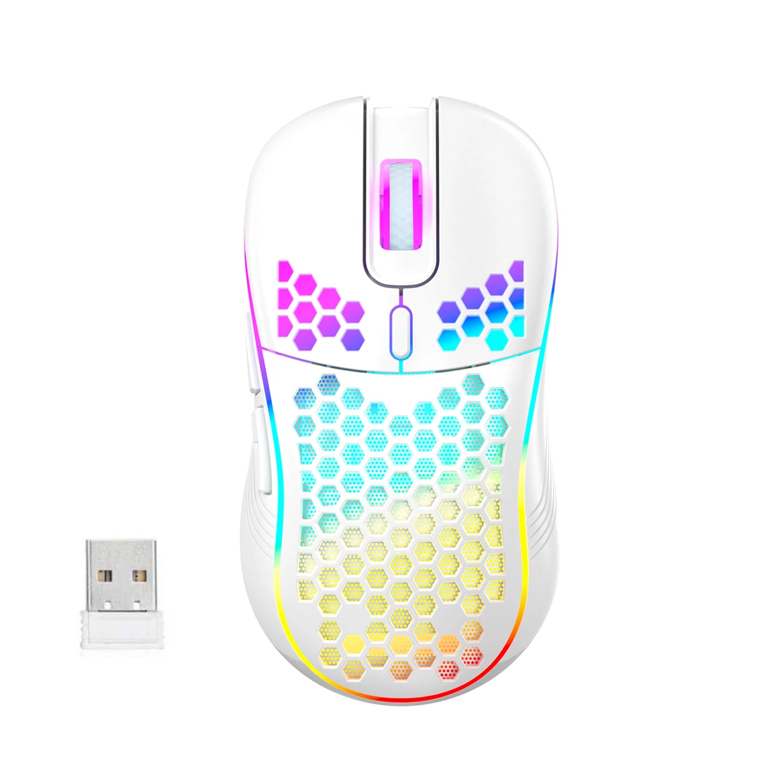 Éclairage RGB à travers la coque ajourée de la souris gaming