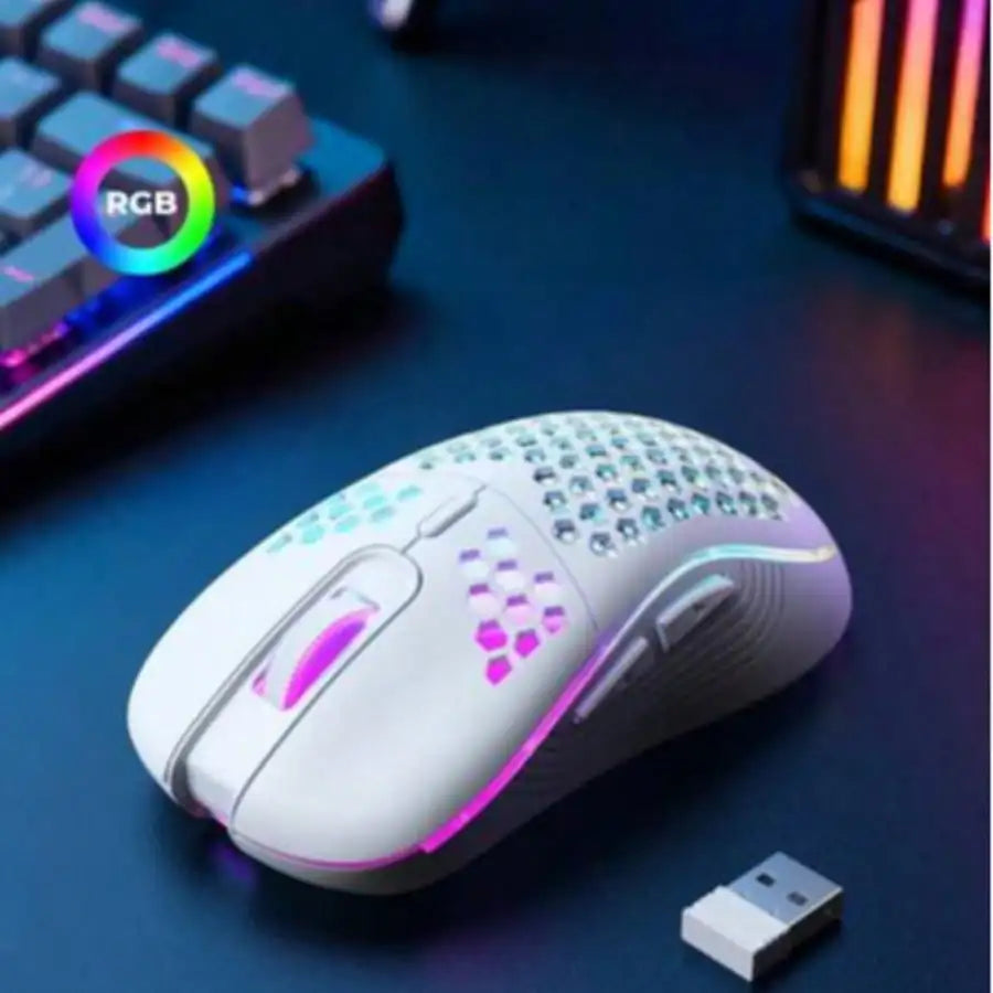 Souris gaming sans fil RGB à coque nid d'abeille