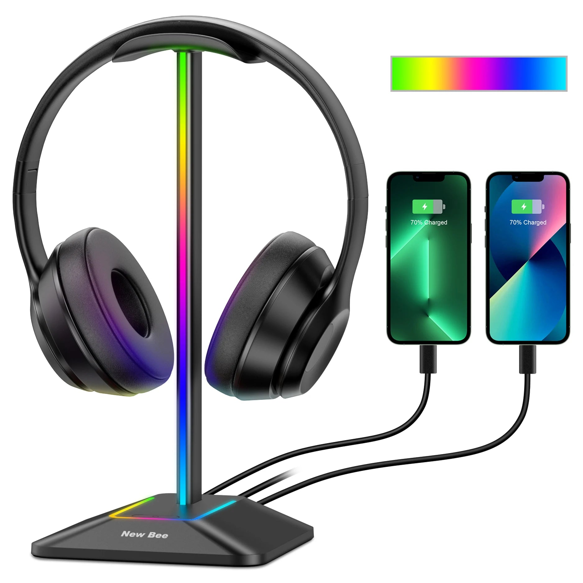 Support Casque Gaming RGB - Base Lumineuse & Ports USB