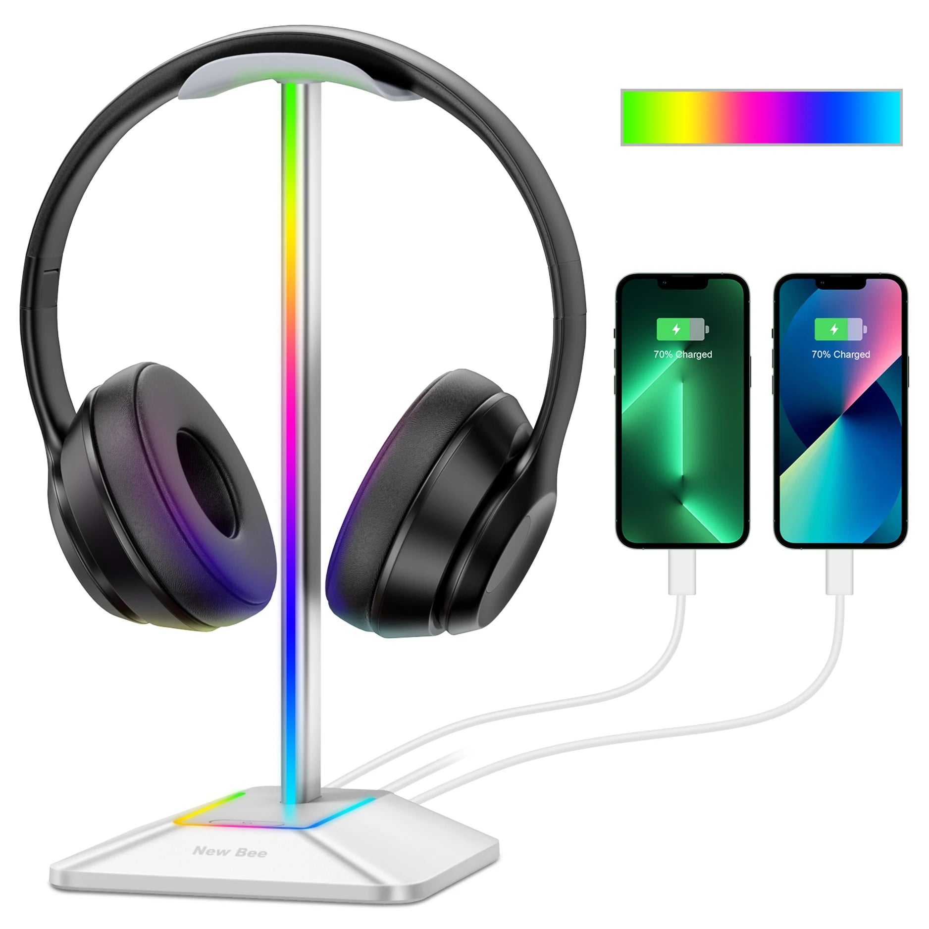 Support Casque Gaming RGB - Base Lumineuse & Ports USB