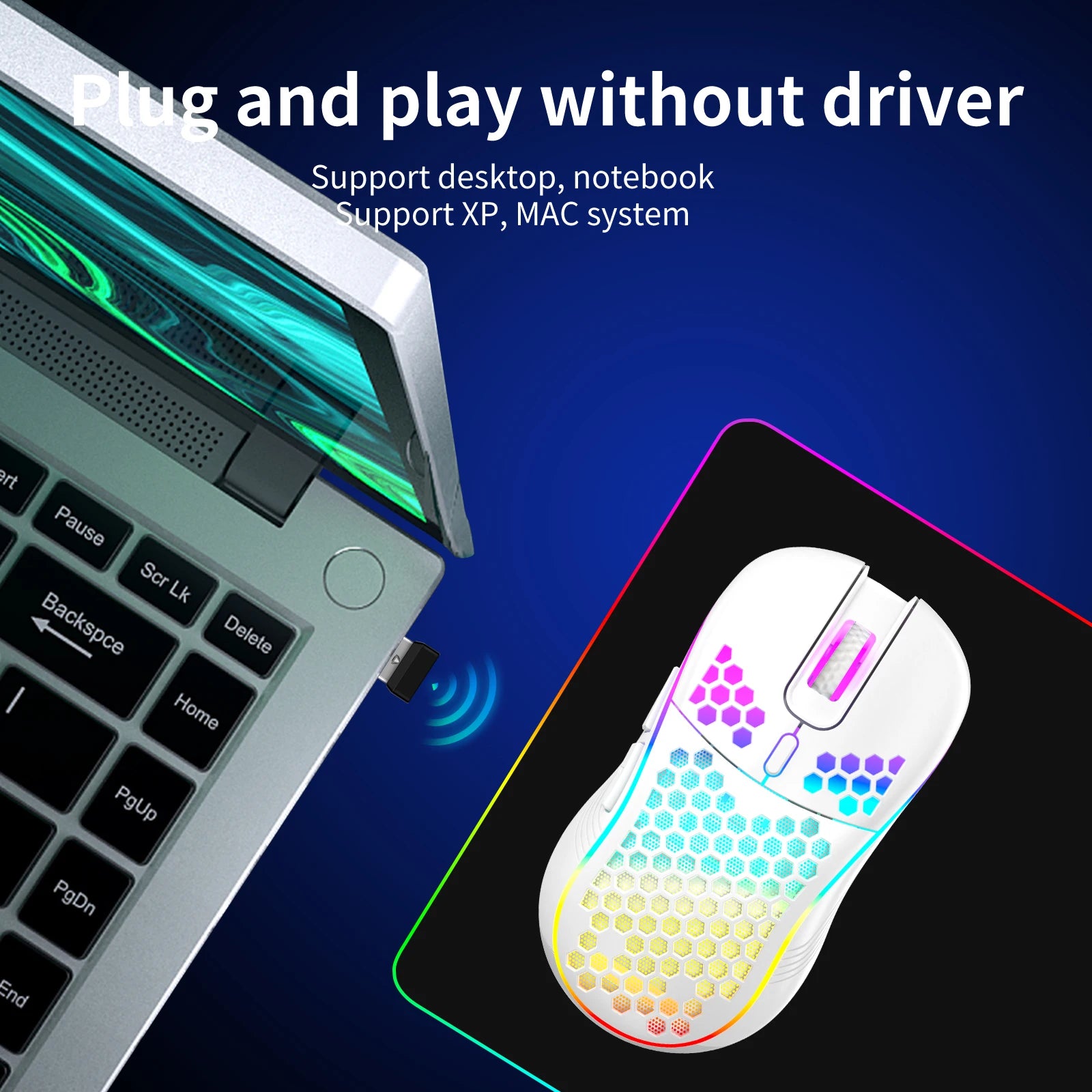 Souris gaming sans fil rechargeable pour setup RGB