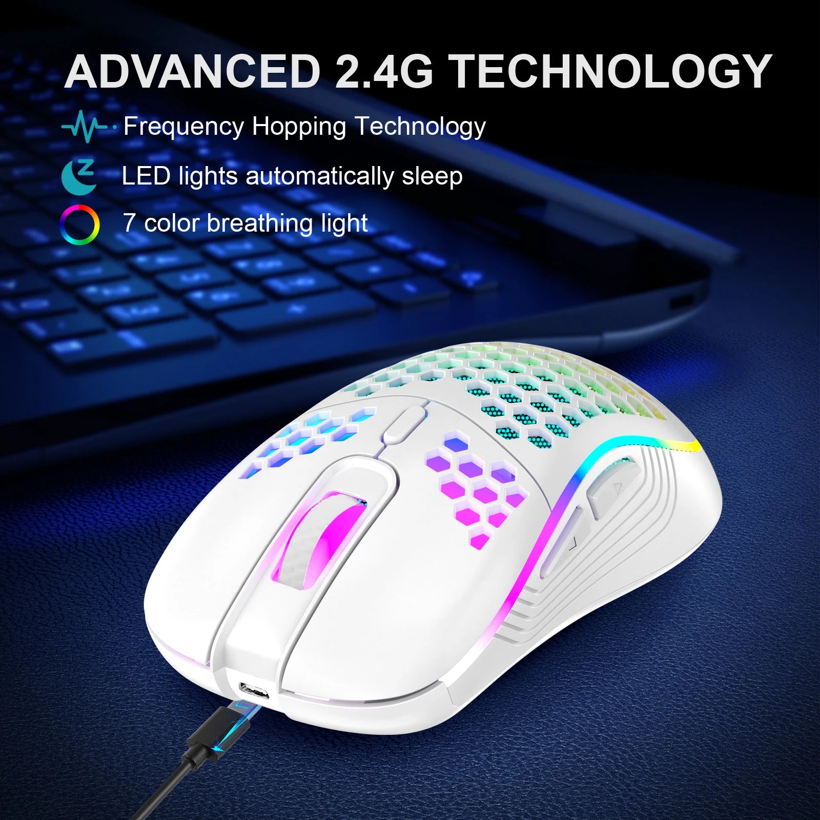 Souris gaming ultra légère avec récepteur USB 2.4 GHz
