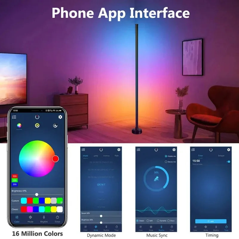 Lampe d'angle néon RGB pilotée depuis une application mobile