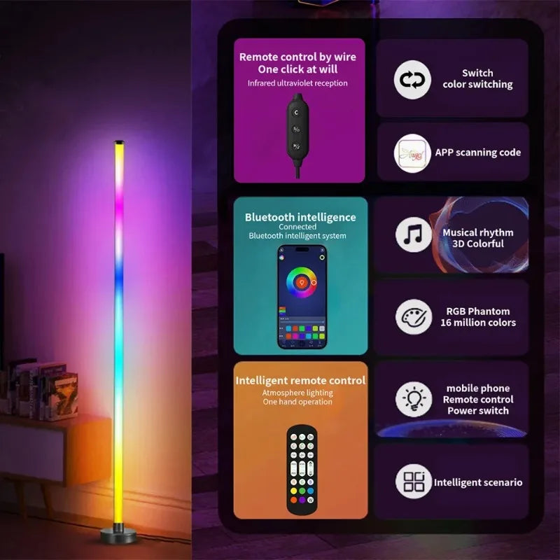 Lampe d'Angle Néon RGB - Lampadaire d'Ambiance Gaming
