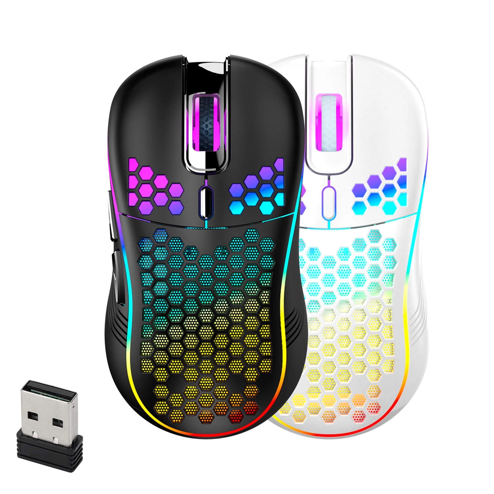 Souris Gaming Sans Fil RGB - Coque Nid d'Abeille Ultra Légère
