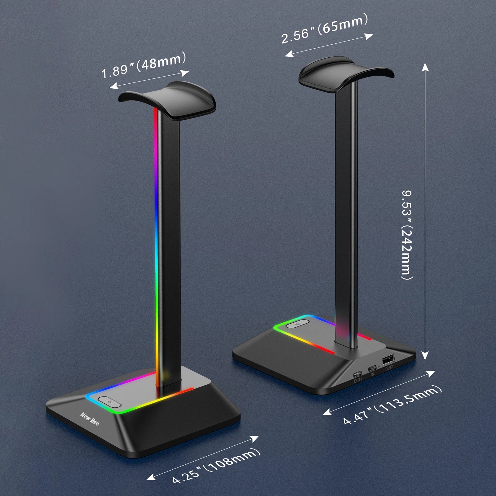 Casque gaming posé sur son support RGB éclairé