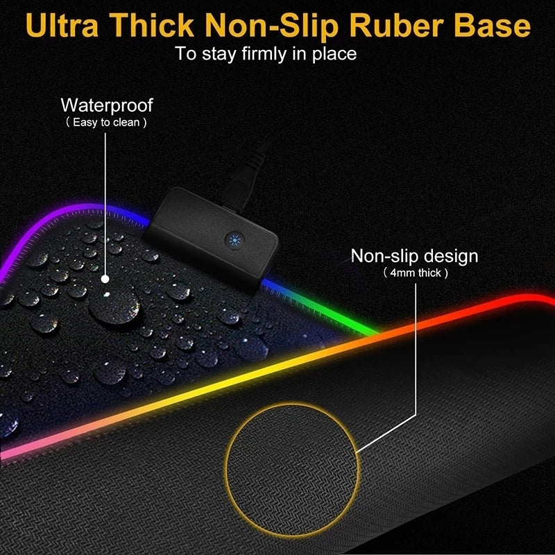 Bordure LED RGB du tapis de souris gaming XXL