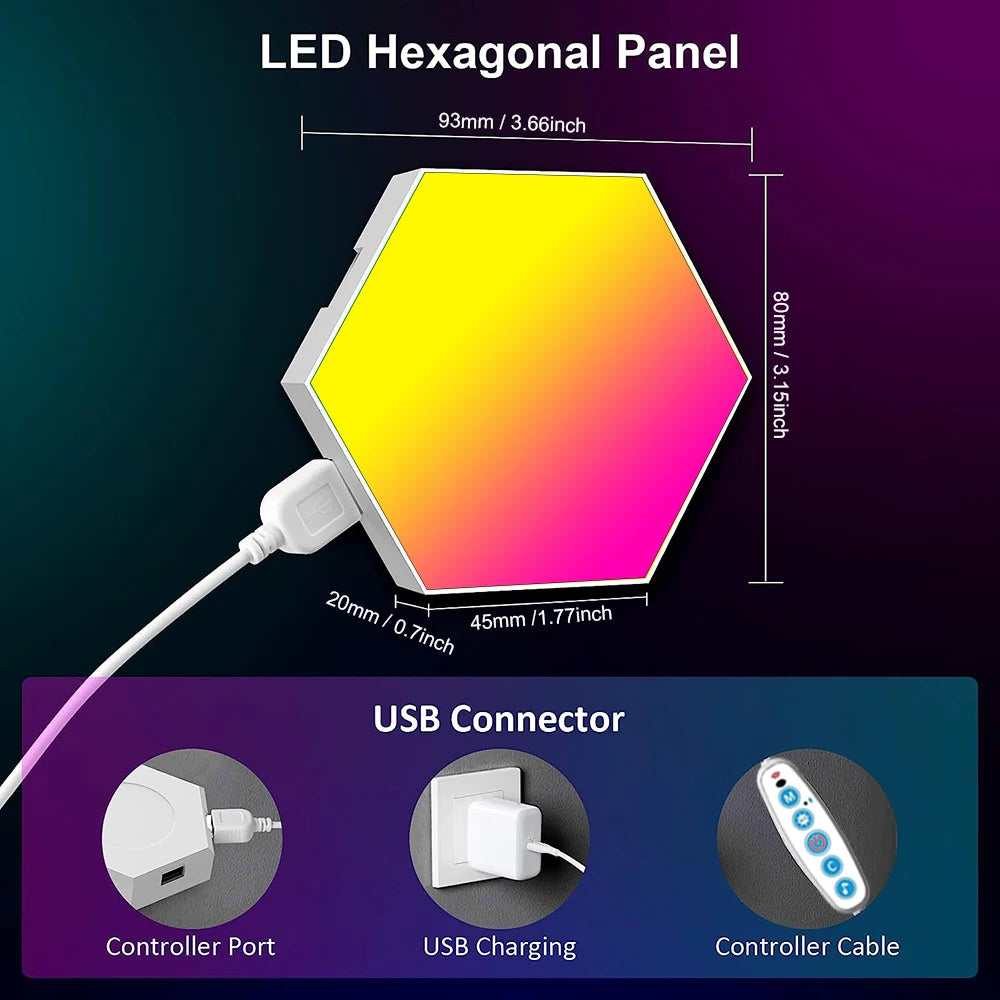 Panneaux LED Hexagonaux RGB - Kit Mural Gaming