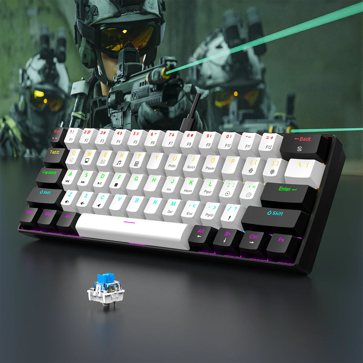 Clavier Mécanique Gaming 60% RGB - Format Compact