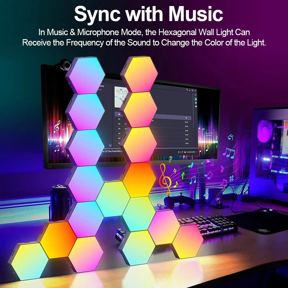 Installation adhésive des panneaux LED hexagonaux RGB